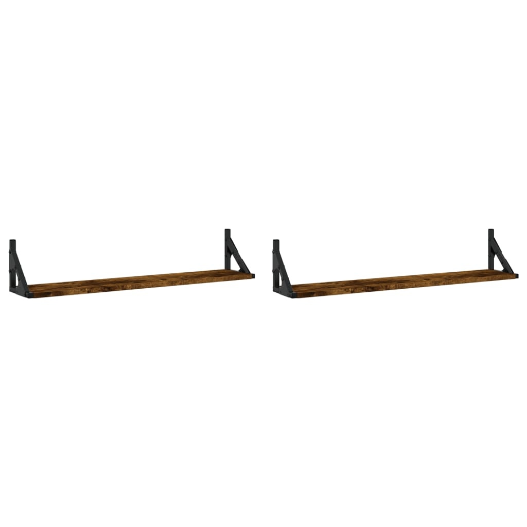 VidaXL Wandschappen 2 st 80x15x15,5 cm bewerkt hout gerookt eiken