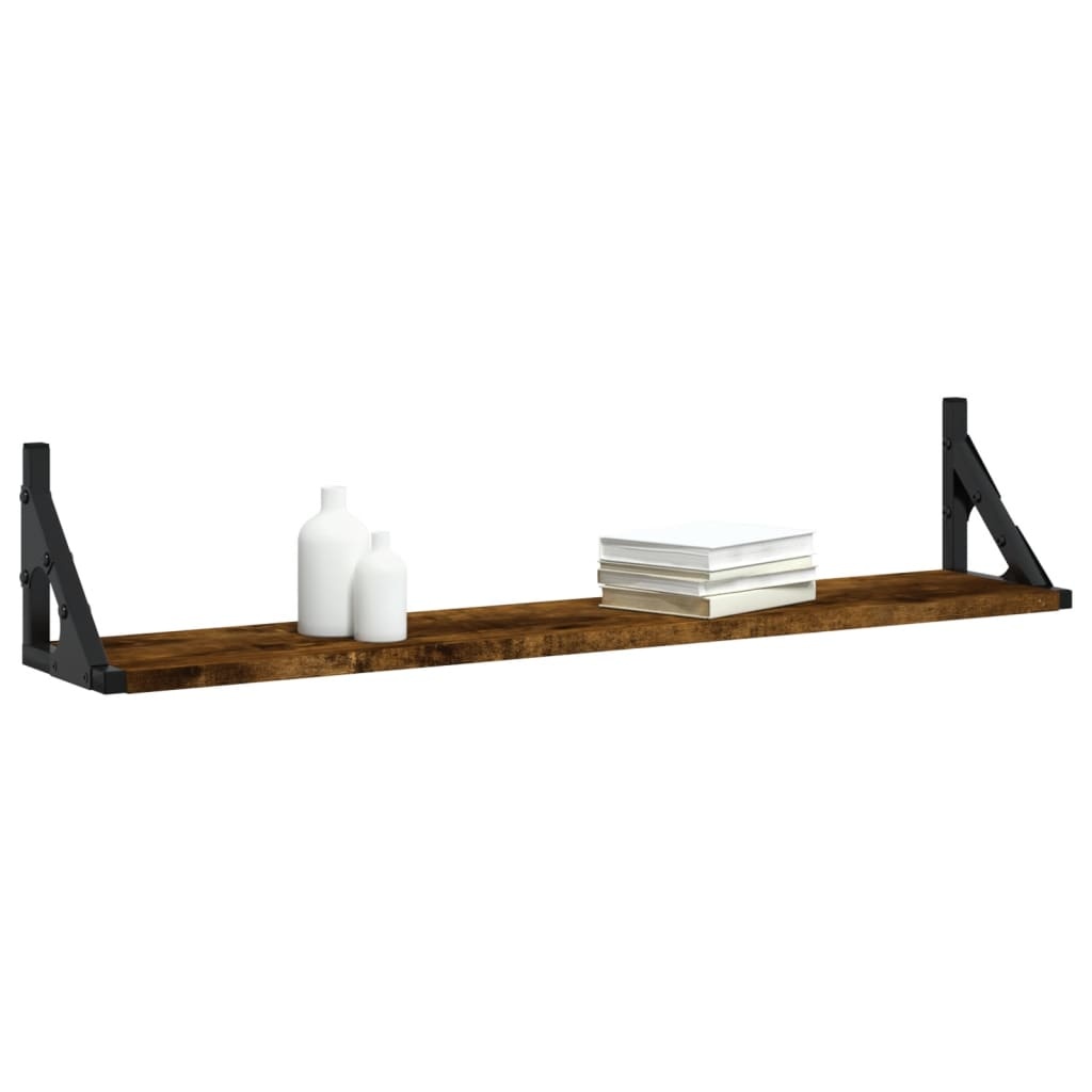 VidaXL Wandschappen 2 st 80x15x15,5 cm bewerkt hout gerookt eiken