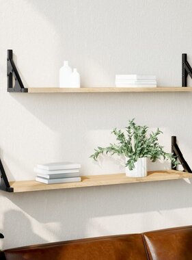 VidaXL Wandschappen 2 st 80x15x15,5 cm bewerkt hout sonoma eikenkleur