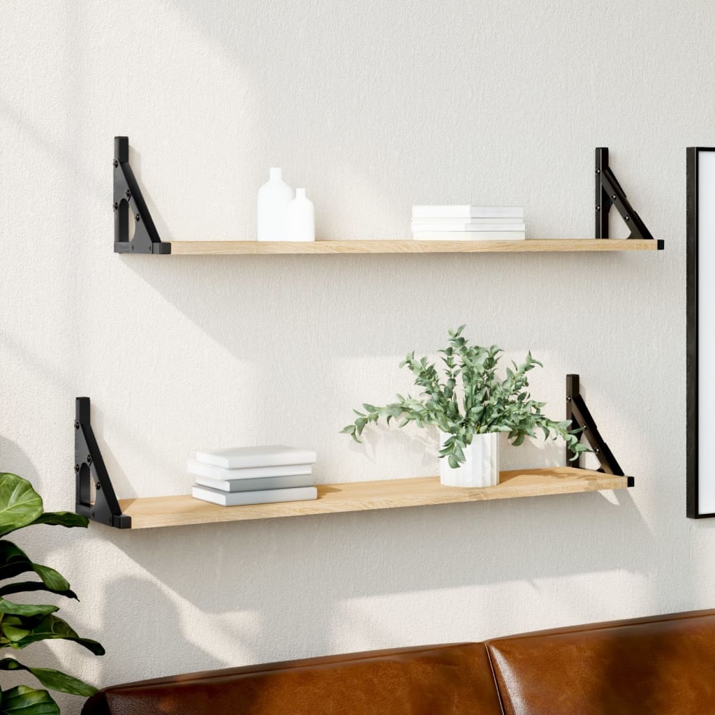 VidaXL Wandschappen 2 st 80x15x15,5 cm bewerkt hout sonoma eikenkleur