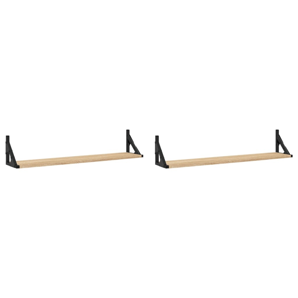 VidaXL Wandschappen 2 st 80x15x15,5 cm bewerkt hout sonoma eikenkleur