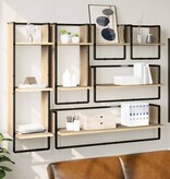 VidaXL 6-delige Wandschappenset met stangen bewerkt hout sonoma eiken