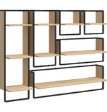 VidaXL 6-delige Wandschappenset met stangen bewerkt hout sonoma eiken