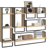 VidaXL 6-delige Wandschappenset met stangen bewerkt hout sonoma eiken