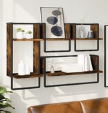 VidaXL 4-delige Wandschappenset met stangen bewerkt hout gerookt eiken