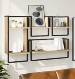 VidaXL 4-delige Wandschappenset met stangen bewerkt hout sonoma eiken