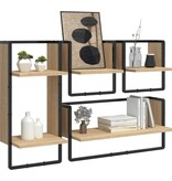 VidaXL 4-delige Wandschappenset met stangen bewerkt hout sonoma eiken