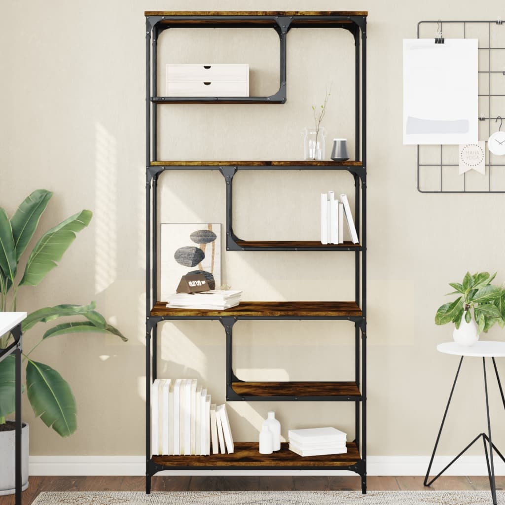 VidaXL Boekenkast 81x36x176 cm bewerkt hout gerookt eikenkleurig