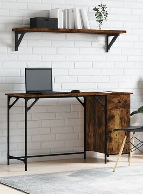 VidaXL Bureau 131x48x75 cm bewerkt hout gerookt eikenkleurig