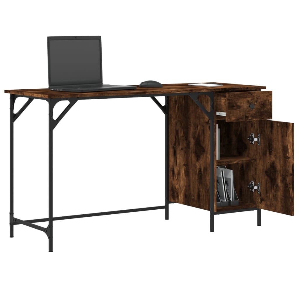 VidaXL Bureau 131x48x75 cm bewerkt hout gerookt eikenkleurig