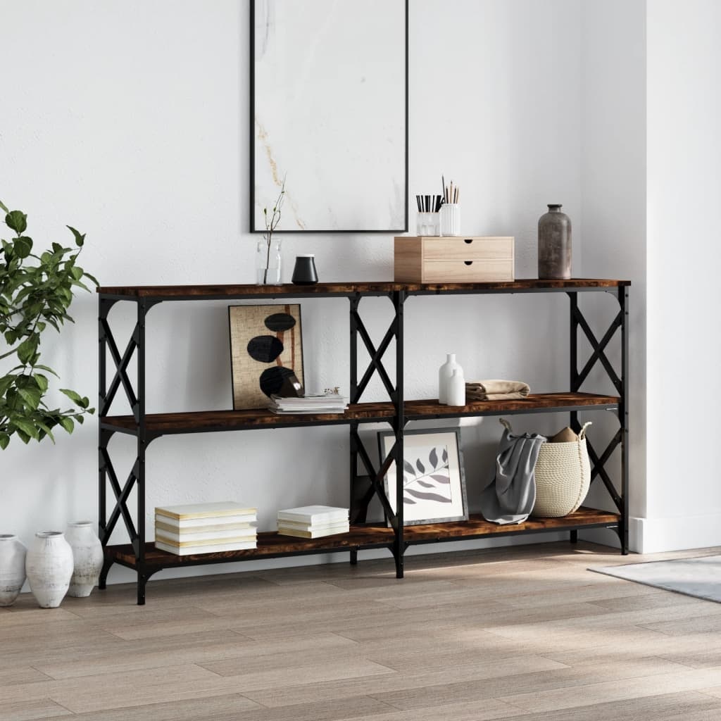 VidaXL Wandtafel 156x28x80,5 cm bewerkt hout gerookt eikenkleurig