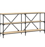 VidaXL Wandtafel 160x30x75 cm bewerkt hout en ijzer sonoma eikenkleur