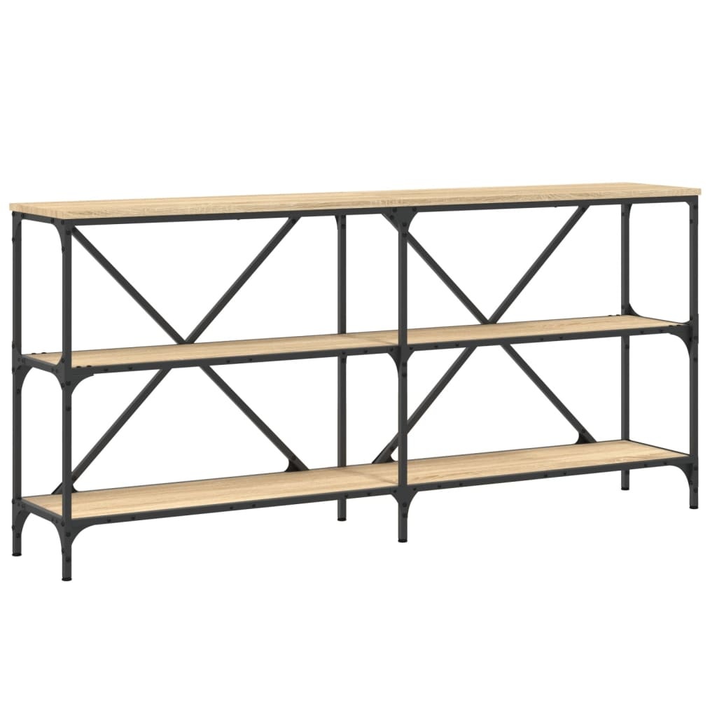 VidaXL Wandtafel 160x30x75 cm bewerkt hout en ijzer sonoma eikenkleur