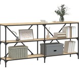 VidaXL Wandtafel 160x30x75 cm bewerkt hout en ijzer sonoma eikenkleur