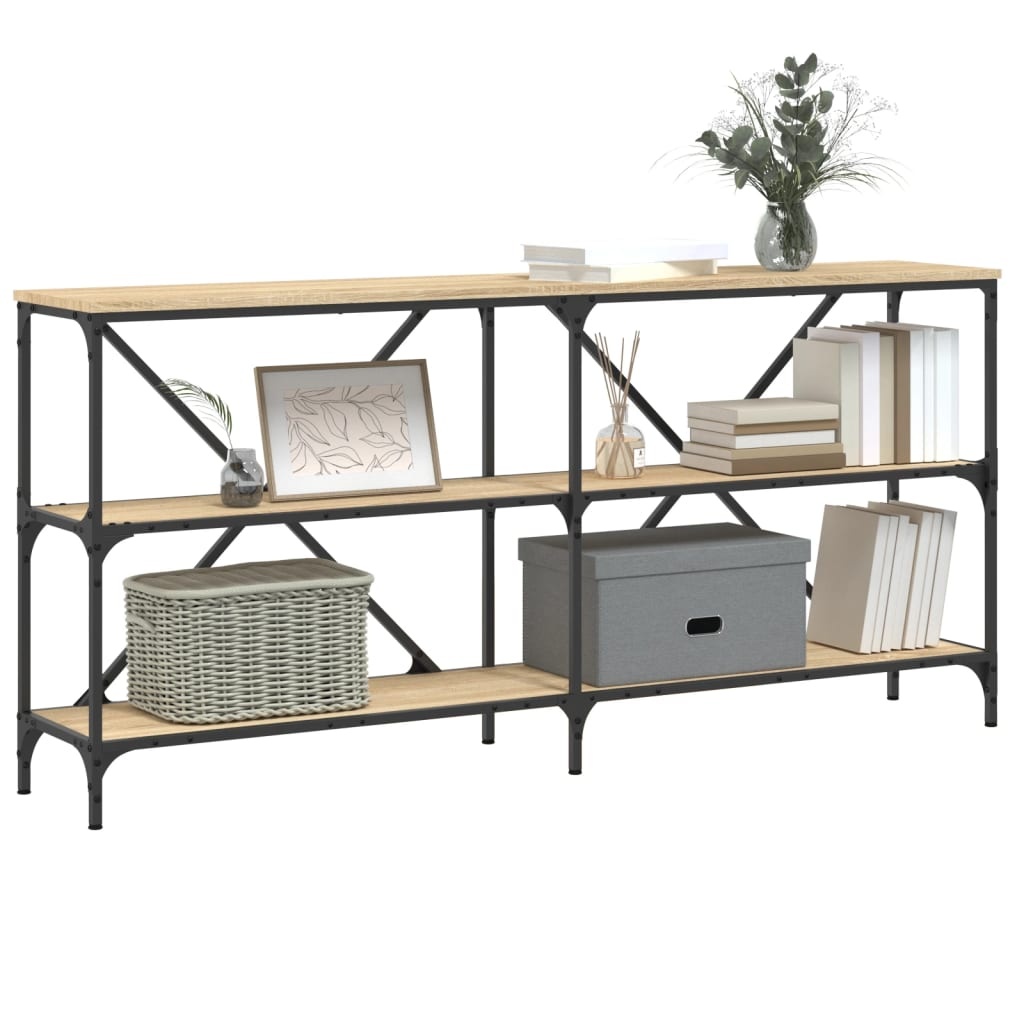 VidaXL Wandtafel 160x30x75 cm bewerkt hout en ijzer sonoma eikenkleur