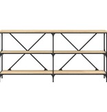 VidaXL Wandtafel 160x30x75 cm bewerkt hout en ijzer sonoma eikenkleur