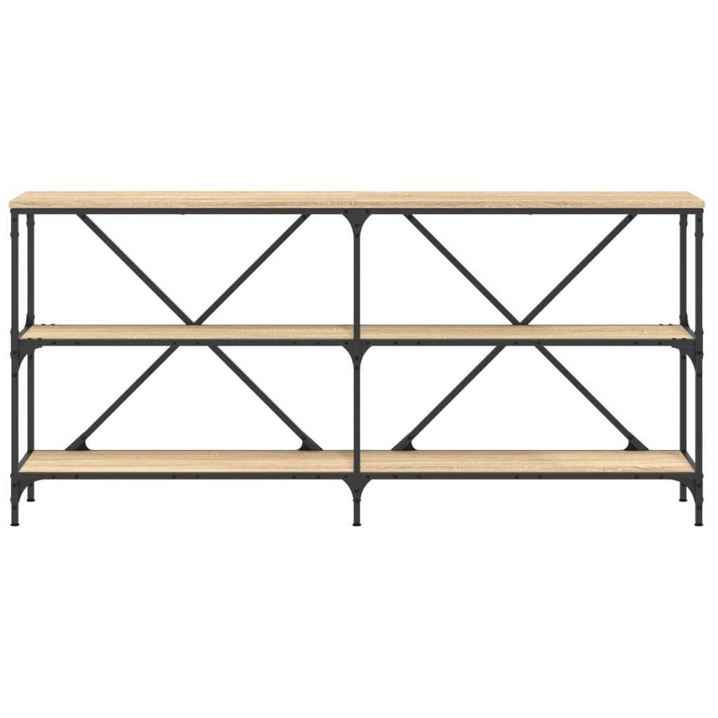 VidaXL Wandtafel 160x30x75 cm bewerkt hout en ijzer sonoma eikenkleur