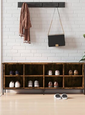 VidaXL Schoenenkast 131x35x50 cm bewerkt hout gerookt eikenkleurig