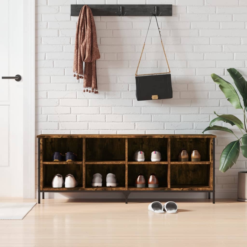 VidaXL Schoenenkast 131x35x50 cm bewerkt hout gerookt eikenkleurig