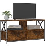 VidaXL Tv-meubel 90x33x45 cm bewerkt hout en ijzer gerookt eikenkleur