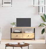 VidaXL Tv-meubel 90x33x45 cm bewerkt hout en ijzer sonoma eikenkleur