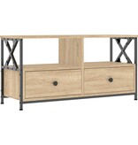 VidaXL Tv-meubel 90x33x45 cm bewerkt hout en ijzer sonoma eikenkleur