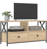VidaXL Tv-meubel 90x33x45 cm bewerkt hout en ijzer sonoma eikenkleur