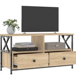 VidaXL Tv-meubel 90x33x45 cm bewerkt hout en ijzer sonoma eikenkleur