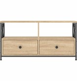 VidaXL Tv-meubel 90x33x45 cm bewerkt hout en ijzer sonoma eikenkleur
