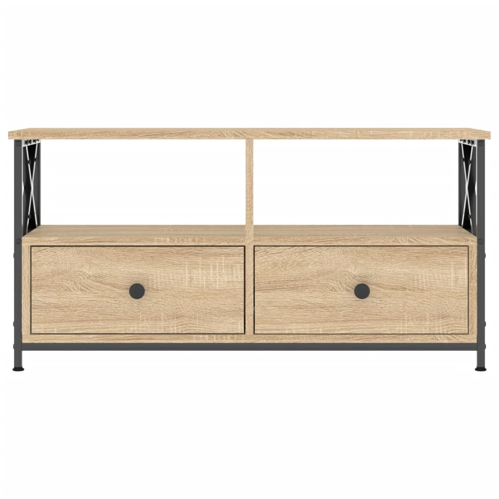 VidaXL Tv-meubel 90x33x45 cm bewerkt hout en ijzer sonoma eikenkleur