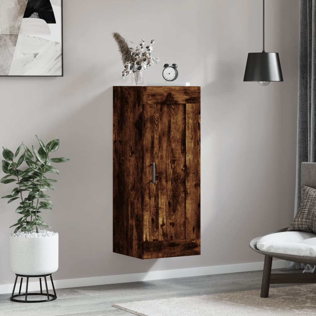 VidaXL Wandkast 34,5x34x90 cm bewerkt hout gerookt eikenkleurig
