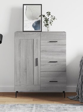 VidaXL Dressoir 69,5x34x90 cm bewerkt hout grijs sonoma eikenkleurig