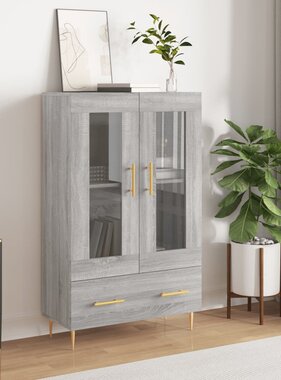 VidaXL Hoge kast 69,5x31x115 cm bewerkt hout grijs sonoma eikenkleurig