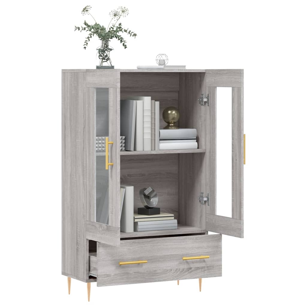 VidaXL Hoge kast 69,5x31x115 cm bewerkt hout grijs sonoma eikenkleurig