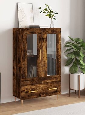 VidaXL Hoge kast 69,5x31x115 cm bewerkt hout gerookt eikenkleurig