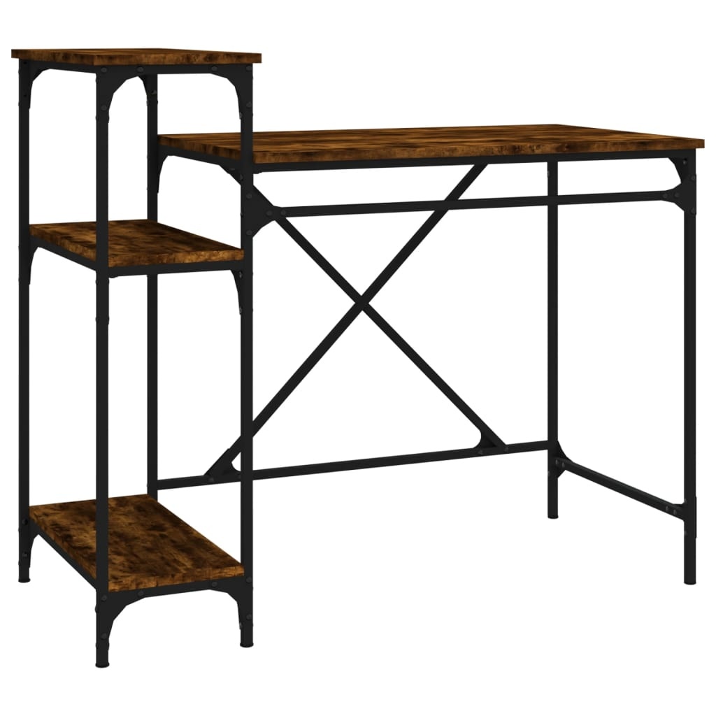 VidaXL Bureau 105x50x90 cm bewerkt hout en ijzer gerookt eikenkleur