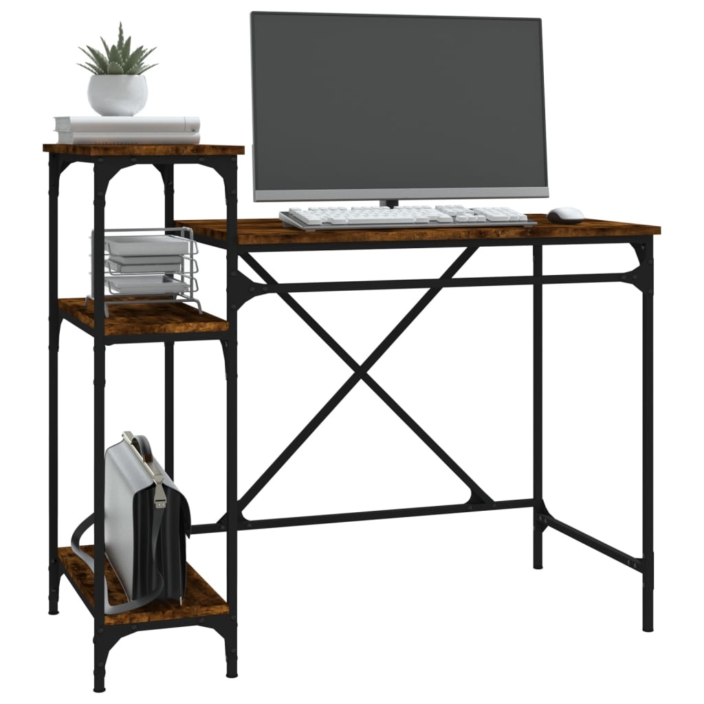 VidaXL Bureau 105x50x90 cm bewerkt hout en ijzer gerookt eikenkleur