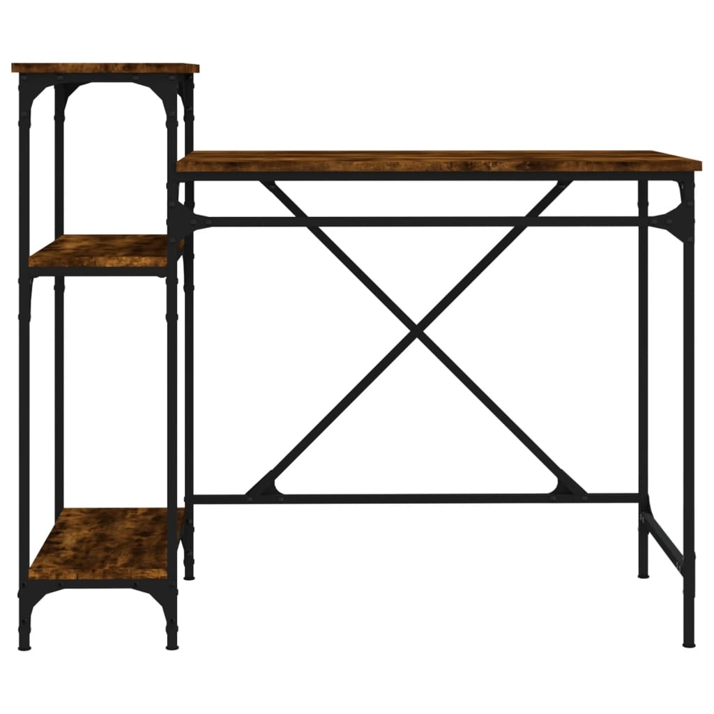 VidaXL Bureau 105x50x90 cm bewerkt hout en ijzer gerookt eikenkleur