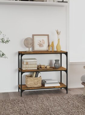 VidaXL Boekenkast 80x33x70,5 cm hout en staal gerookt eikenkleur