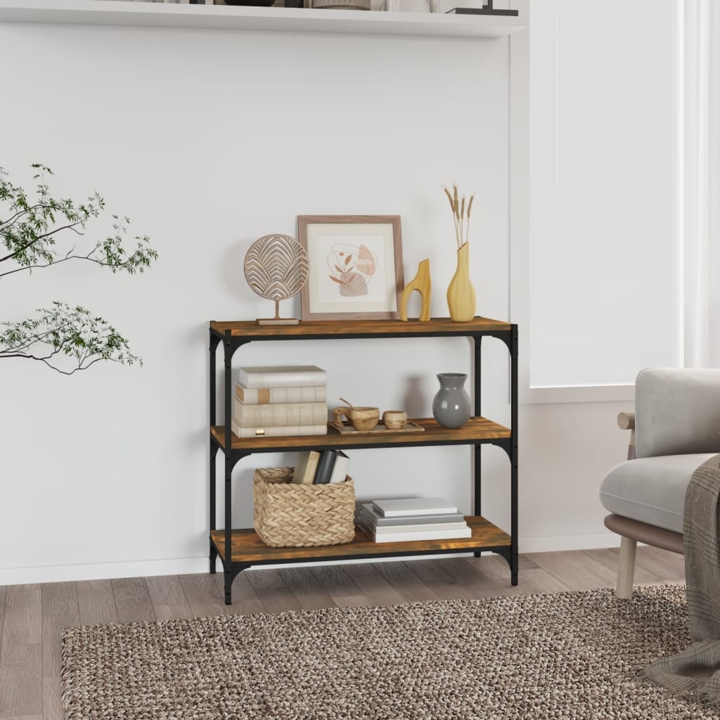 VidaXL Boekenkast 80x33x70,5 cm hout en staal gerookt eikenkleur