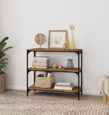 VidaXL Boekenkast 80x33x70,5 cm hout en staal gerookt eikenkleur