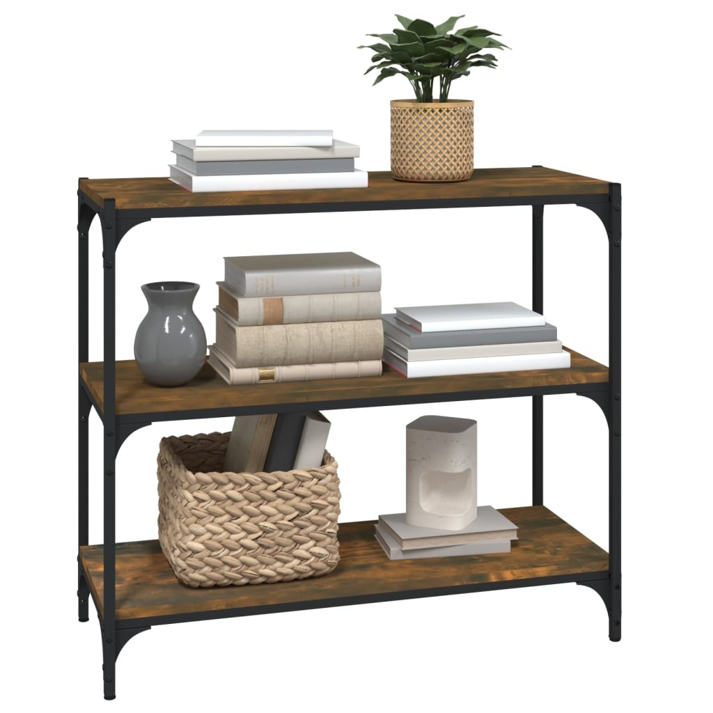 VidaXL Boekenkast 80x33x70,5 cm hout en staal gerookt eikenkleur