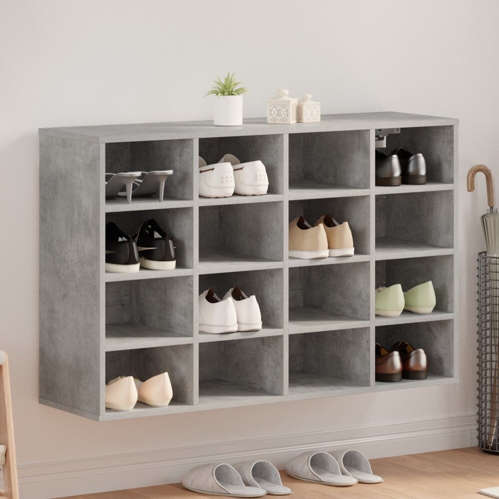 VidaXL Schoenenkast met plank Betongrijs 103x30x51 cm Bewerkt hout