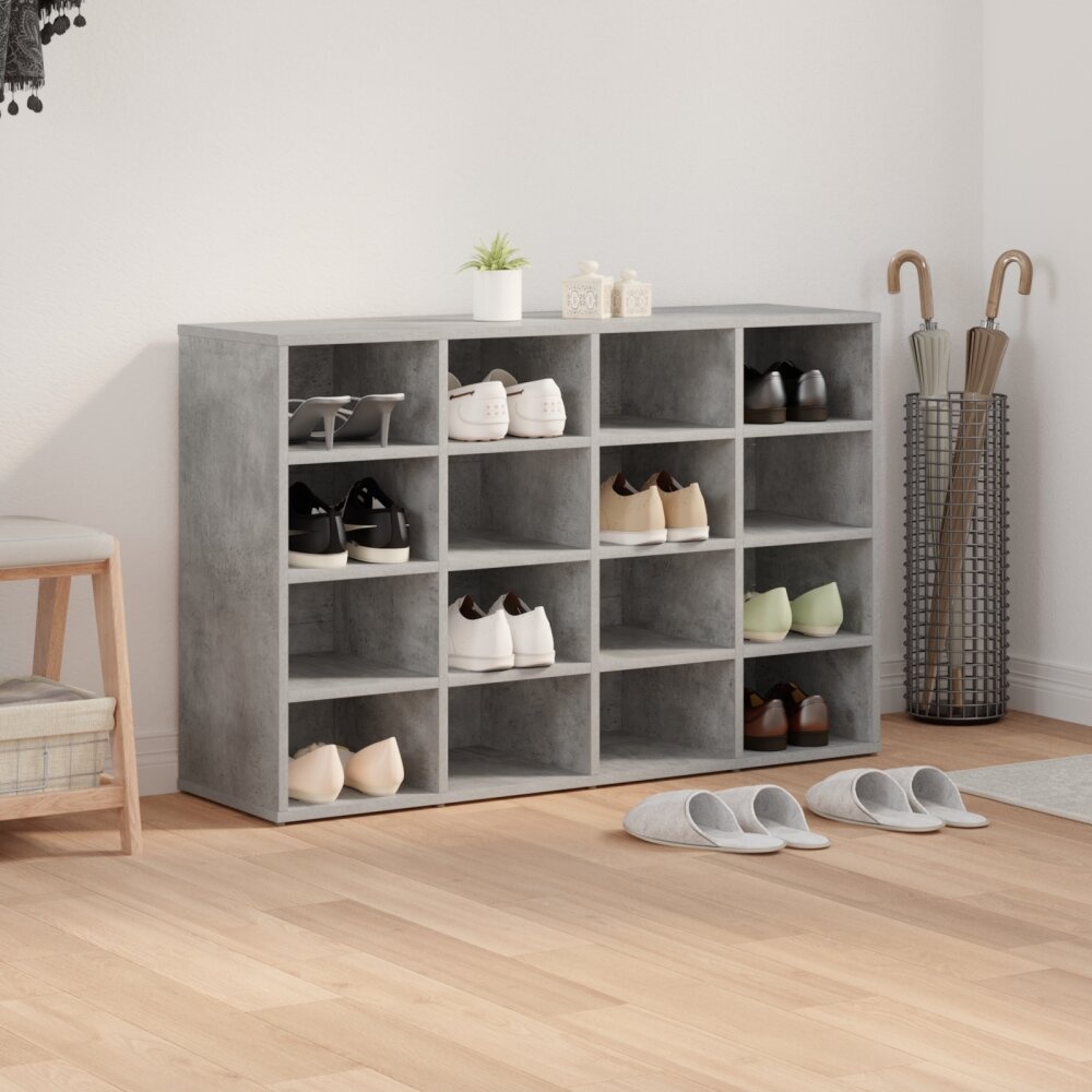VidaXL Schoenenkast met plank Betongrijs 103x30x51 cm Bewerkt hout