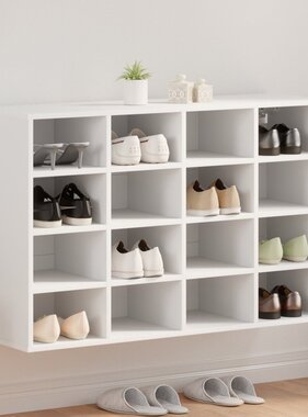 VidaXL Schoenenkast met plank met opslag Wit 103x30x51 cm Bewerkt hout