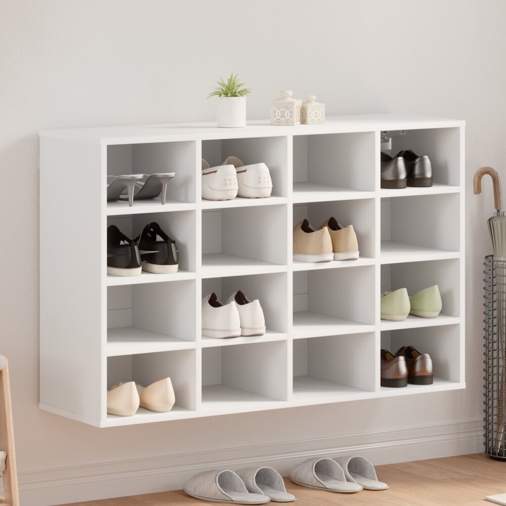 VidaXL Schoenenkast met plank met opslag Wit 103x30x51 cm Bewerkt hout