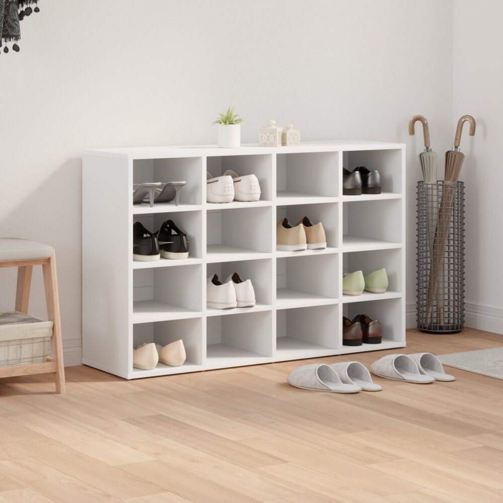VidaXL Schoenenkast met plank met opslag Wit 103x30x51 cm Bewerkt hout