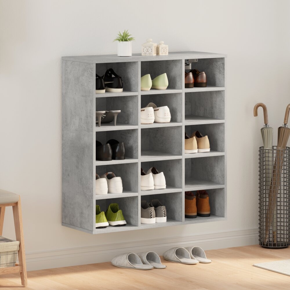 VidaXL Schoenenkast met plank Betongrijs 103x30x51 cm Bewerkt hout