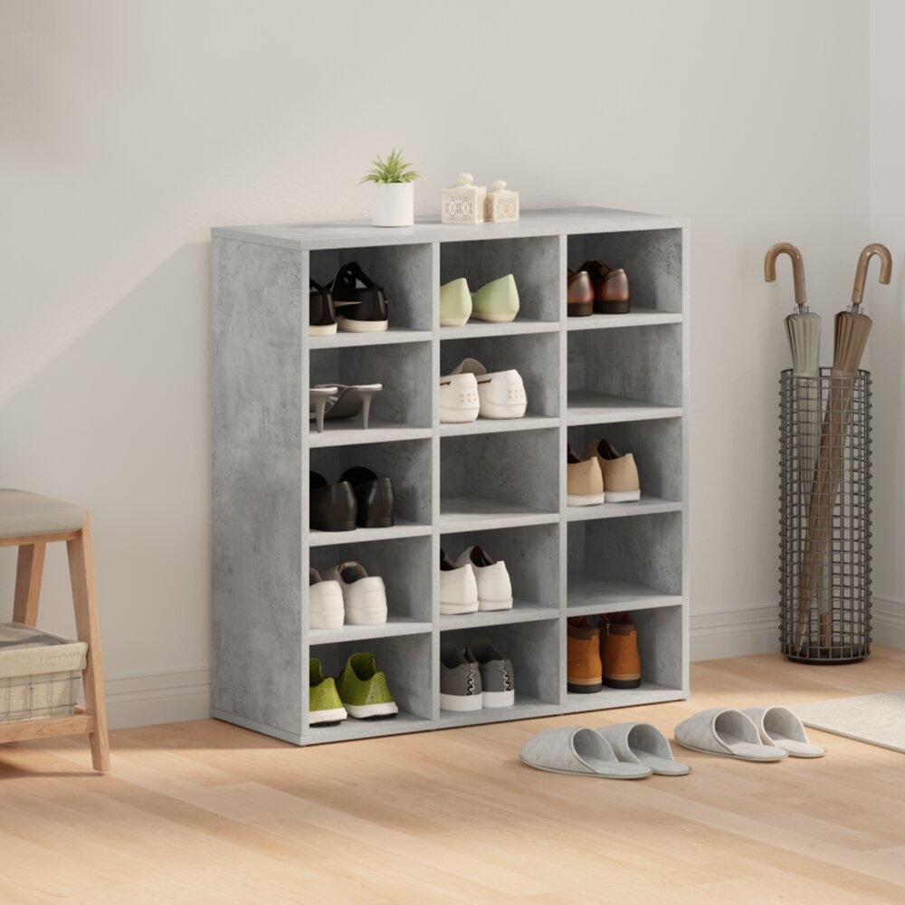 VidaXL Schoenenkast met plank Betongrijs 103x30x51 cm Bewerkt hout