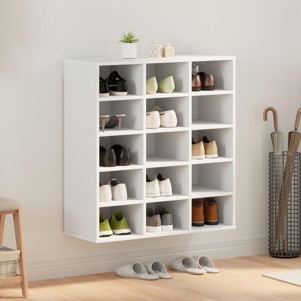 VidaXL Schoenenkast met plank met opslag Wit 103x30x51 cm Bewerkt hout